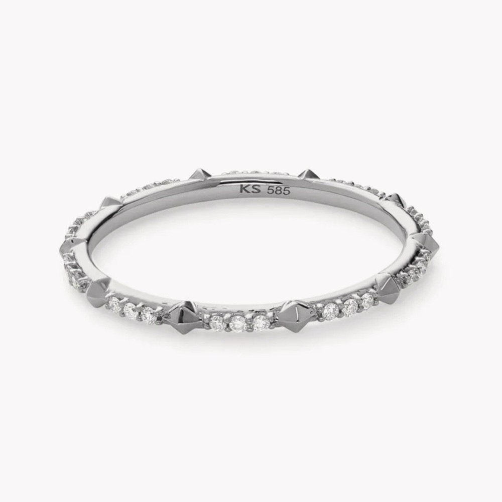 Kendra Scott Women’s Astrid 14k White Gold Ring in White Diamond, Size 7, EUC
